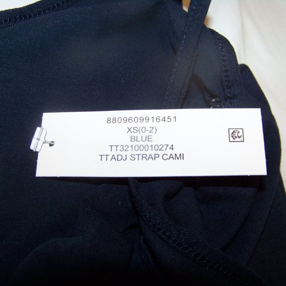 Time and Tru Women's Extra Small (0) Dark Blue Adjust Strap Cotton Blend Cami - Picture 6 of 6